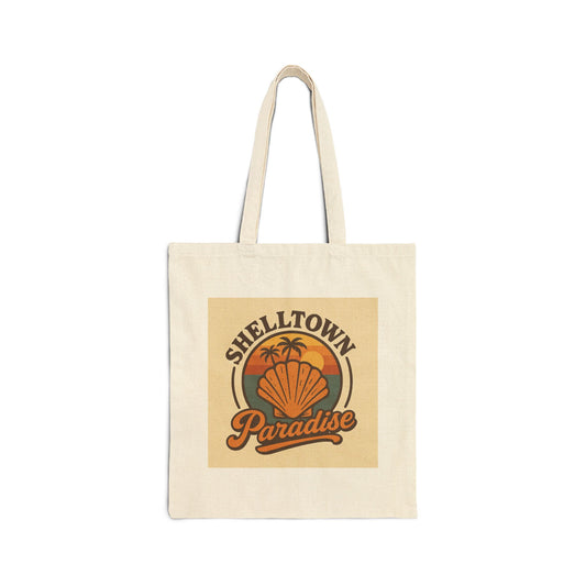 Shelltown Paradise Logo Cotton Canvas Tote Bag